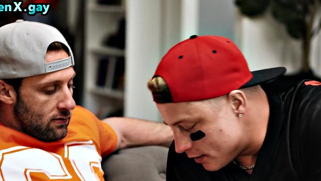 Football jock fucks best friend while watchinggame