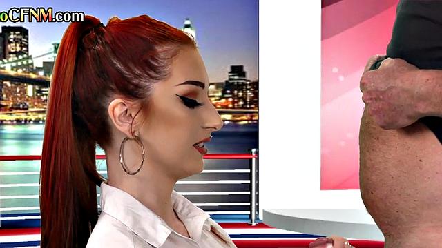 CFNM British amateur gives good BJ on live TV show