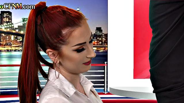 CFNM British amateur gives good BJ on live TV show