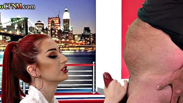 CFNM British amateur gives good BJ on live TV show