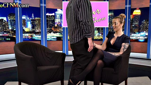 CFNM British amateur gives good BJ on live TV show