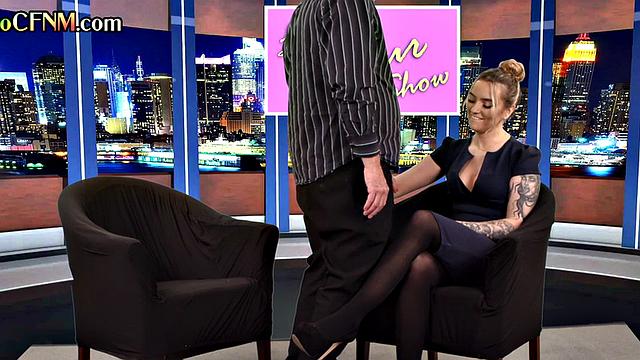 CFNM British amateur gives good BJ on live TV show