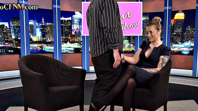 CFNM British amateur gives good BJ on live TV show