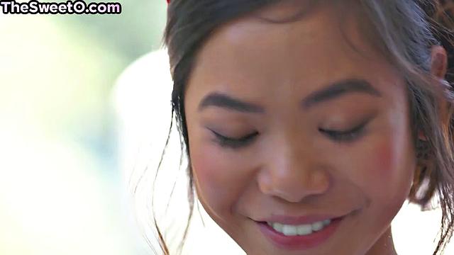 Petite asian babe drilled by BF