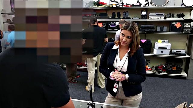 Watch this hot MILF get down and dirty as she sucks and jerks off in the office