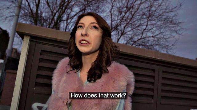 Public bitch fucked in POV in toilet after blowing dick