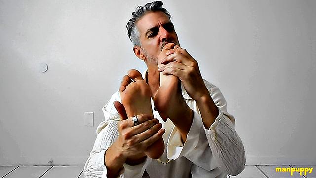Richard Lennox Practices Foot Worship During Yoga
