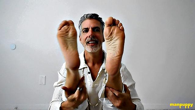Richard Lennox Practices Foot Worship During Yoga