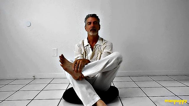 Richard Lennox Practices Foot Worship During Yoga