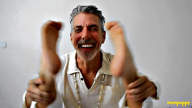 Richard Lennox Practices Foot Worship During Yoga