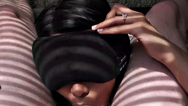 Blindfolded Indian Pornstar's Blowjob