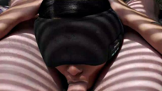 Blindfolded Indian Pornstar's Blowjob