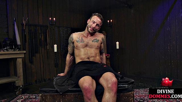 3way CFNM whipping and pegging for sub by busty dominas