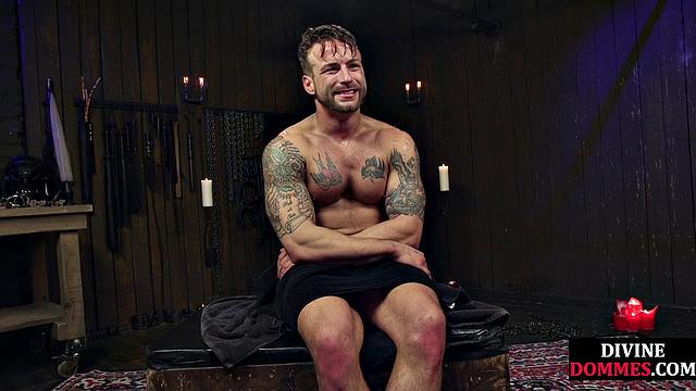 3way CFNM whipping and pegging for sub by busty dominas