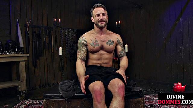 3way CFNM whipping and pegging for sub by busty dominas