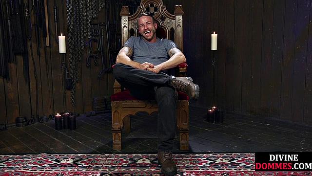 3way CFNM whipping and pegging for sub by busty dominas