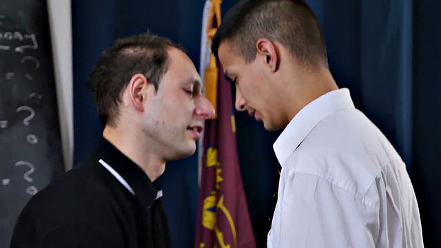 Gay priest bareback bangs student in classroom