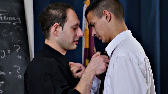 Gay priest bareback bangs student in classroom