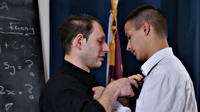Gay priest bareback bangs student in classroom