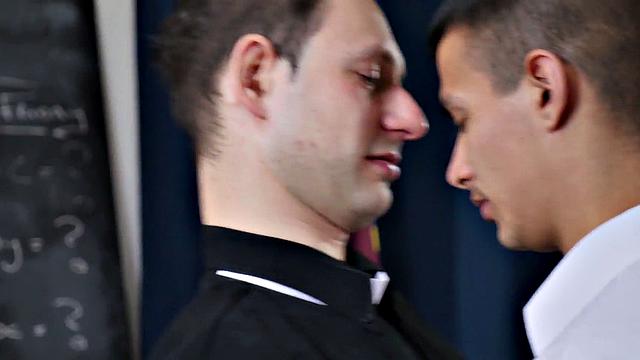Gay priest bareback bangs student in classroom