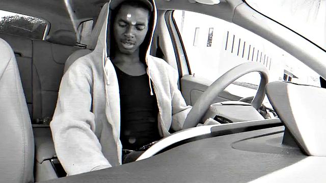 Hot interracial action with a gorgeous tattooed white guy pounding his black bottom out in public