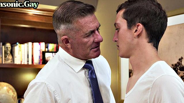 Masonic daddy fucks ass of submissive twink in office