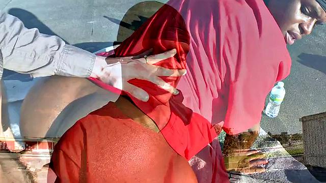 Ebony thug picked up and fucked outdoors for cash by white top