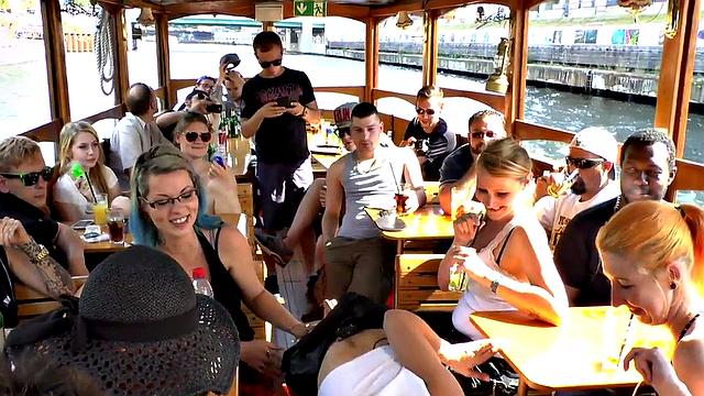German slut publicly humiliated on a boat while riding