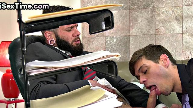 Bisexual secretary in stockings 3way nailed in office