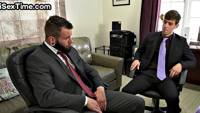 Bisexual secretary in stockings 3way nailed in office