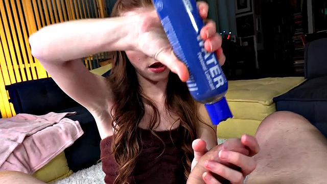 Amateur redhead 21yo GF is POV HJ lover for her BF