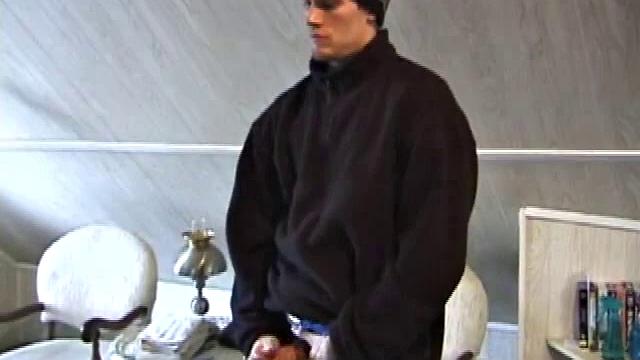 Fresh from hanging with some female schoolmates, Jonathan's hormones are raging and he doesn't waste any time pulling out his dick. He plays a porn video and starts stroking a stiff one.