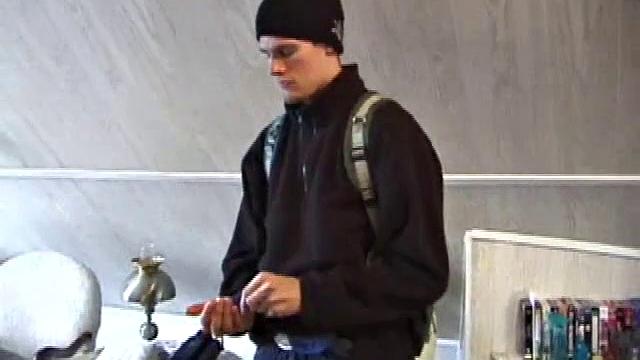 Fresh from hanging with some female schoolmates, Jonathan's hormones are raging and he doesn't waste any time pulling out his dick. He plays a porn video and starts stroking a stiff one.