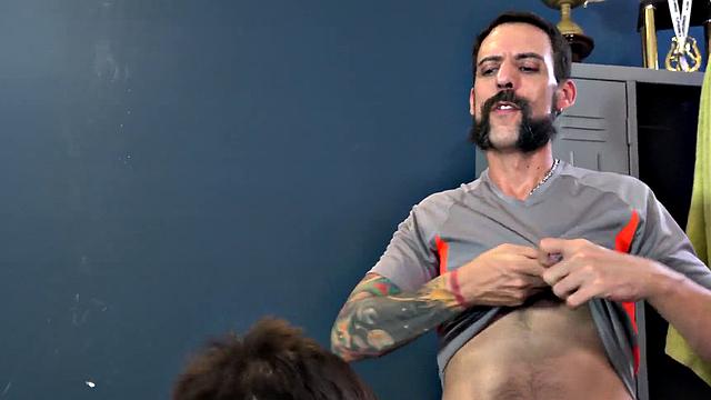 Lucky guy banged by two dicks in asshole in threesome