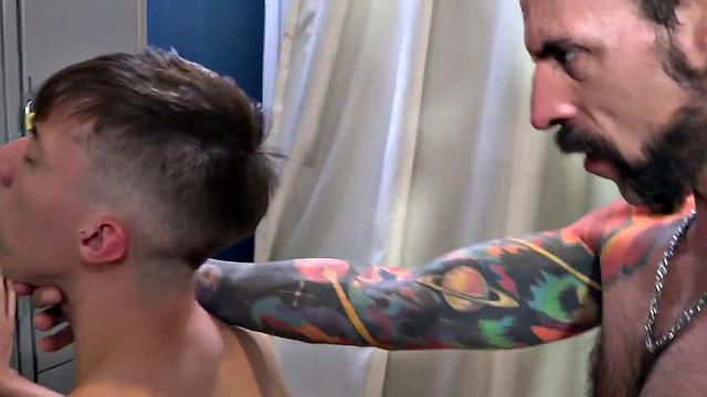 Lucky guy banged by two dicks in asshole in threesome