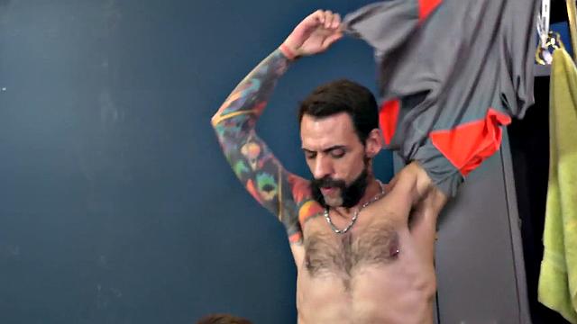 Lucky guy banged by two dicks in asshole in threesome