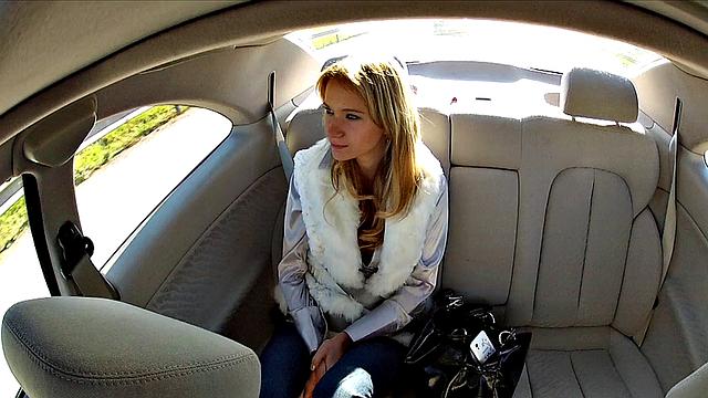 Angelina gets her tight pussy drilled hard and fast in a car