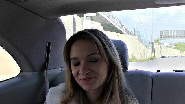 Angelina gets her tight pussy drilled hard and fast in a car