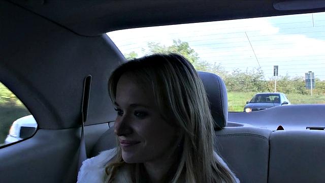 Angelina gets her tight pussy drilled hard and fast in a car