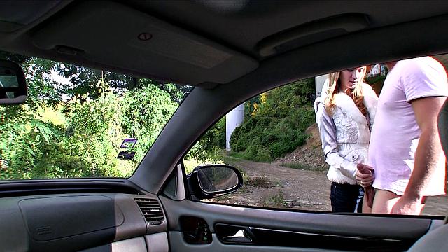 Angelina gets her tight pussy drilled hard and fast in a car