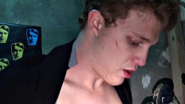 Gloryhole gay with sneakers fucked in ass by top