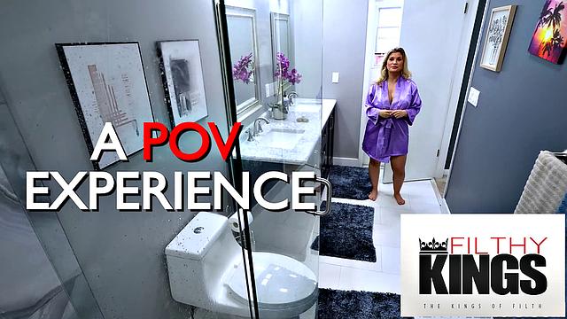 FilthyPov - Hot Busty Blonde Slurps On My Cock In The Shower