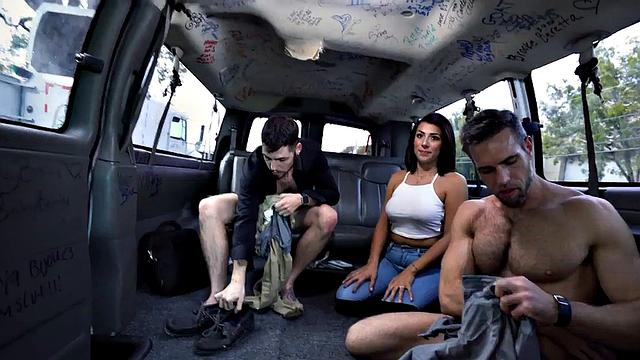 Hairy ass str8 assfingered by jock in outdoor public van