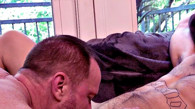 FTM gay stud with pussy gets fucked by DILF after dicksucking