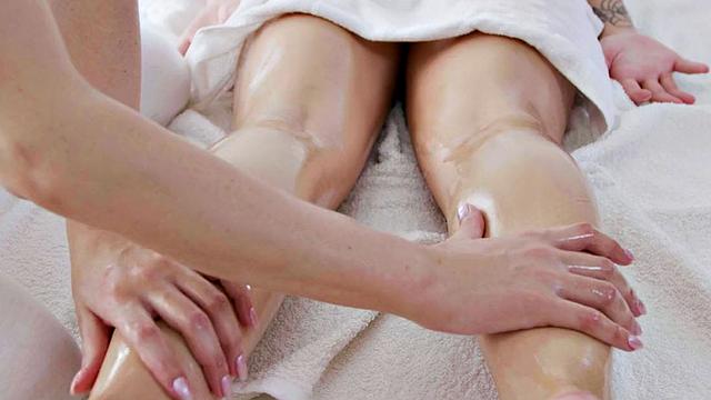 Sexy oiled babe fucked by big white dick in wet pussy hole