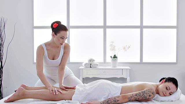 Sexy oiled babe fucked by big white dick in wet pussy hole