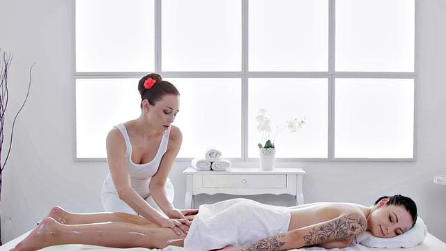 Sexy oiled babe fucked by big white dick in wet pussy hole