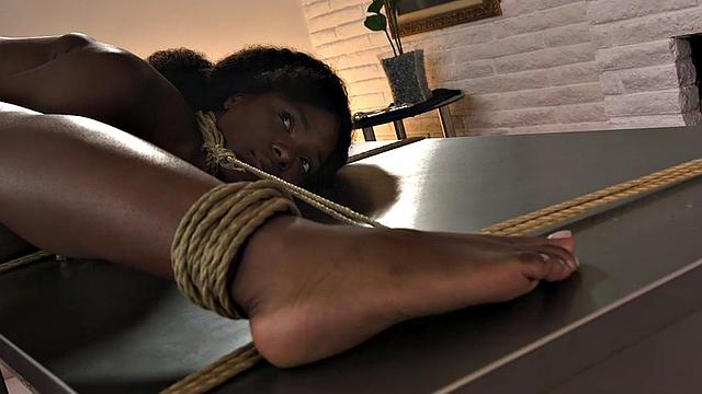 BDSM Nubian whipped and throat by master