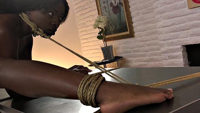 BDSM Nubian whipped and throat by master