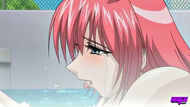 Akitoshi fucks his busty stepsister and horny shinigami, fills both with cum and drinks their milk in wild pool sex